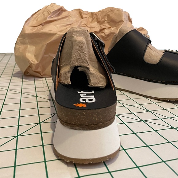 Comfortable Casual Sandals, size 40/W9-9.5, Black Platform Slides, ART Company - Picture 4 of 7